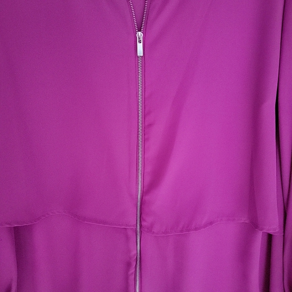 NY Collection Plus Size 1X Top Zipper Double Layer Full Sleeves Purple - Picture 3 of 10
